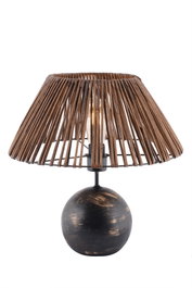 Opviq Balloon Bamboo Lámpara de Mesa Negro, Blanco y Dorado